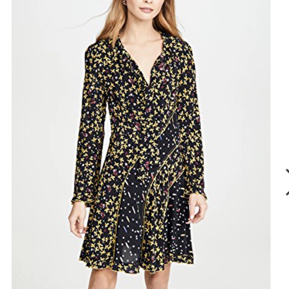 Derek Lam Catia Mixed Jasmine Floral Print Dress In Black